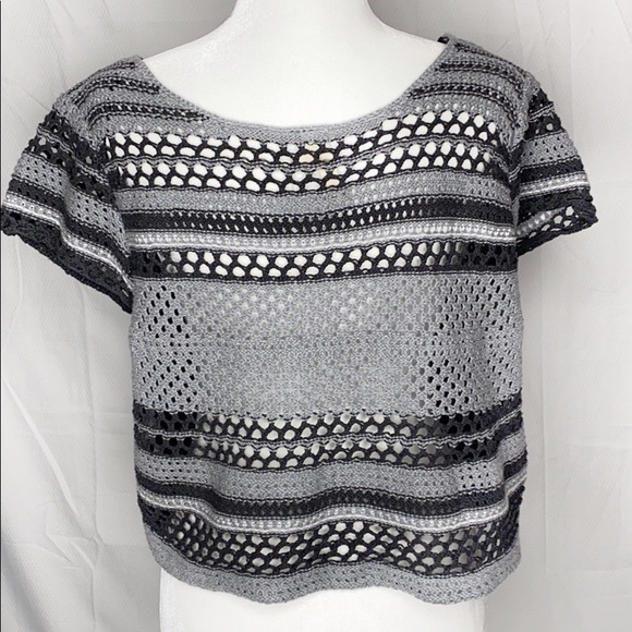 Free People Gray crochet back Cropped top M - Picture 3 of 8